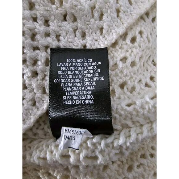 Mossimo Cream‎ Sleeveless Open Knit Fringe Poncho XXL Beach Festival Pool Travel - Picture 7 of 8